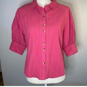 We The Free  raspberry Button-Down Shirt, size S, 100% cotton